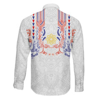 Philippines Barong Style Family Matching Off The Shoulder Long Sleeve Dress and Hawaiian Shirt Polynesian Kakau Art Tattoos with Tribal Filipino Sun LT03 - Polynesian Pride