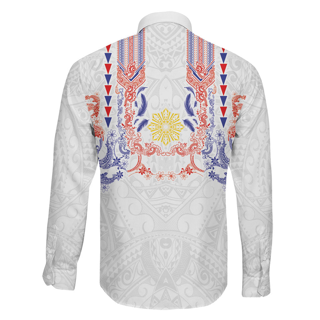 Philippines Barong Style Family Matching Puletasi and Hawaiian Shirt Polynesian Kakau Art Tattoos with Tribal Filipino Sun LT03 - Polynesian Pride