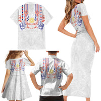 Philippines Barong Style Family Matching Short Sleeve Bodycon Dress and Hawaiian Shirt Polynesian Kakau Art Tattoos with Tribal Filipino Sun LT03 - Polynesian Pride