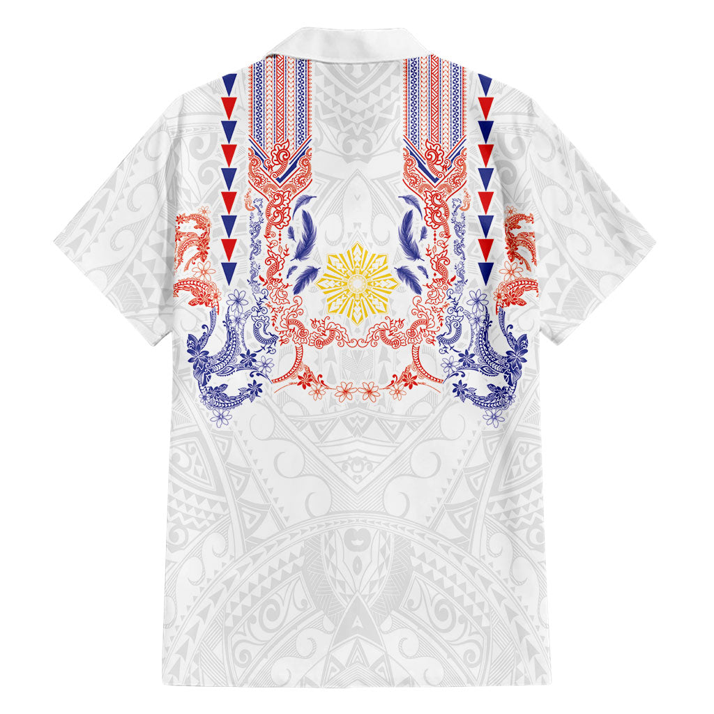 Philippines Barong Style Family Matching Short Sleeve Bodycon Dress and Hawaiian Shirt Polynesian Kakau Art Tattoos with Tribal Filipino Sun LT03 - Polynesian Pride