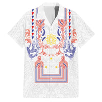 Philippines Barong Style Family Matching Summer Maxi Dress and Hawaiian Shirt Polynesian Kakau Art Tattoos with Tribal Filipino Sun LT03 Dad's Shirt - Short Sleeve White - Polynesian Pride