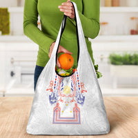 Philippines Barong Style Grocery Bag Polynesian Kakau Art Tattoos with Tribal Filipino Sun