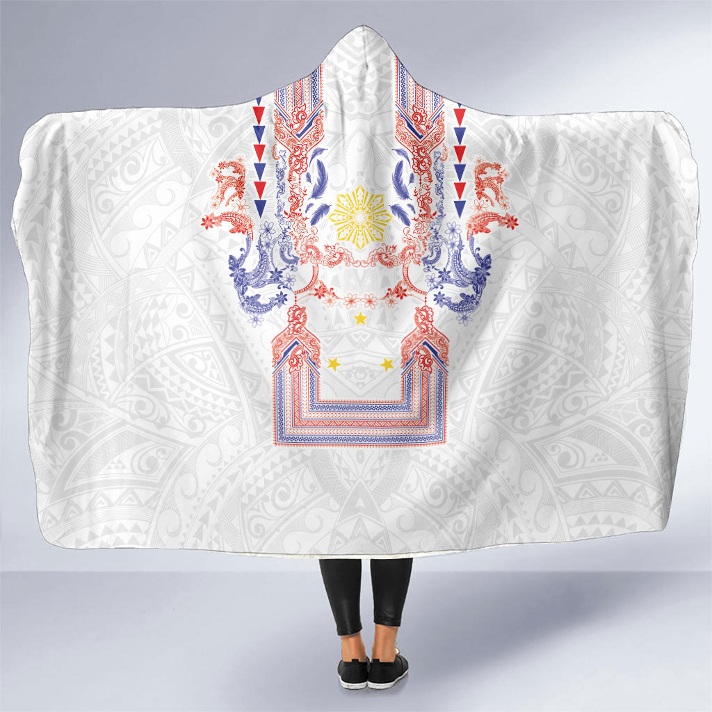 Philippines Barong Style Hooded Blanket Polynesian Kakau Art Tattoos with Tribal Filipino Sun