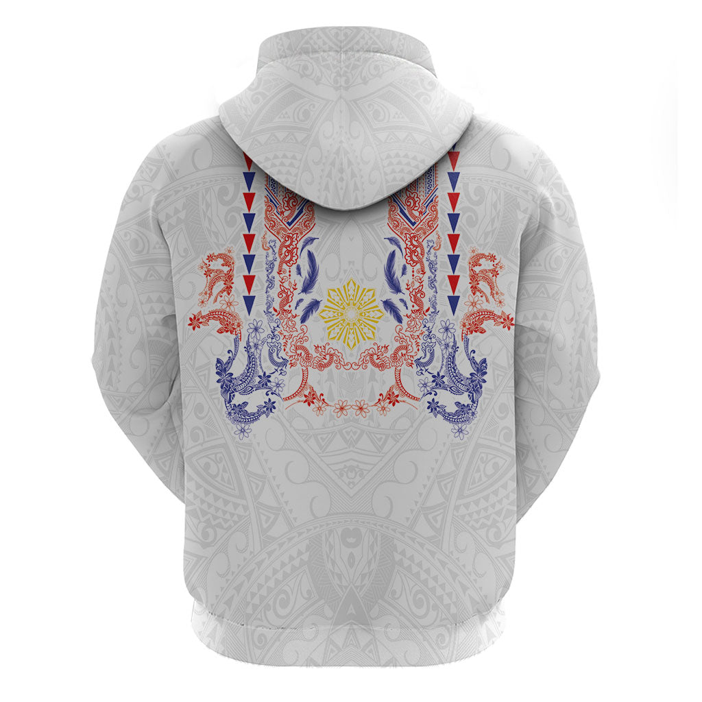 Philippines Barong Style Hoodie Polynesian Kakau Art Tattoos with Tribal Filipino Sun