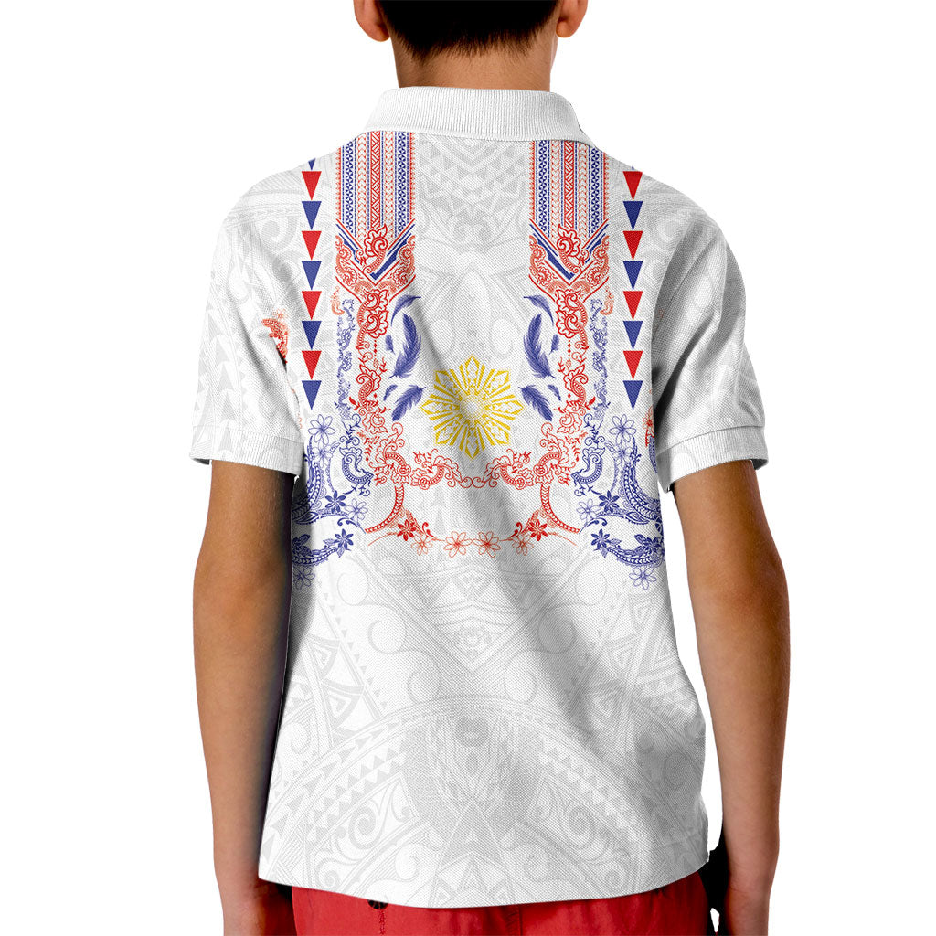 Philippines Barong Style Kid Polo Shirt Polynesian Kakau Art Tattoos with Tribal Filipino Sun