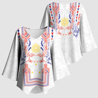 Philippines Barong Style Kimono Sleeve Blouse Polynesian Kakau Art Tattoos with Tribal Filipino Sun