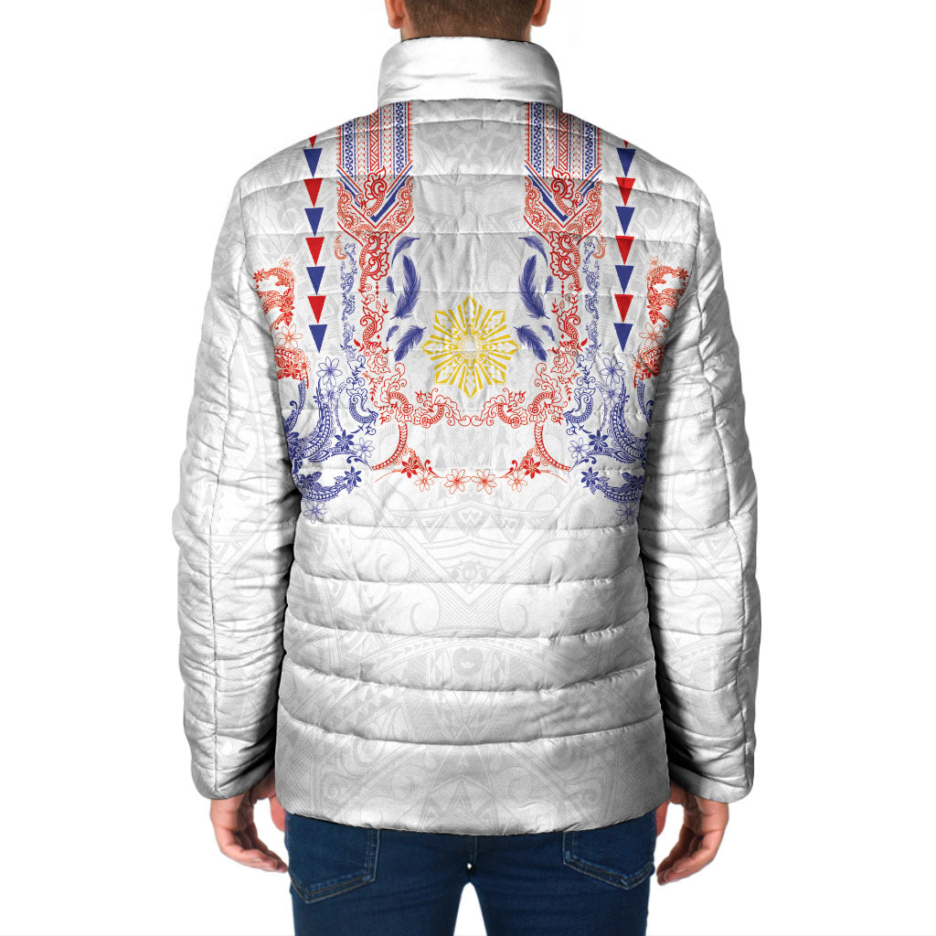 Philippines Barong Style Padded Jacket Polynesian Kakau Art Tattoos with Tribal Filipino Sun