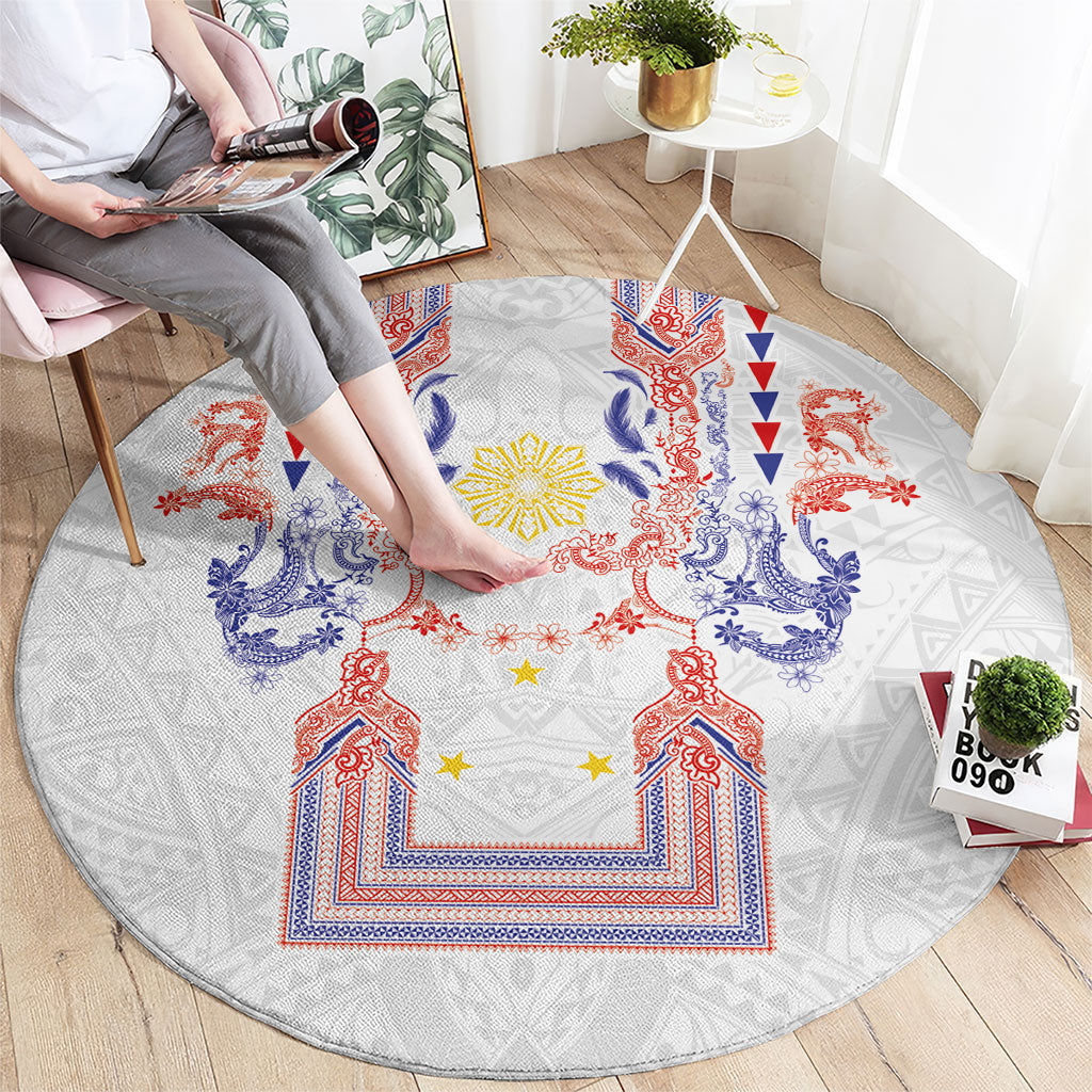 Philippines Barong Style Round Carpet Polynesian Kakau Art Tattoos with Tribal Filipino Sun