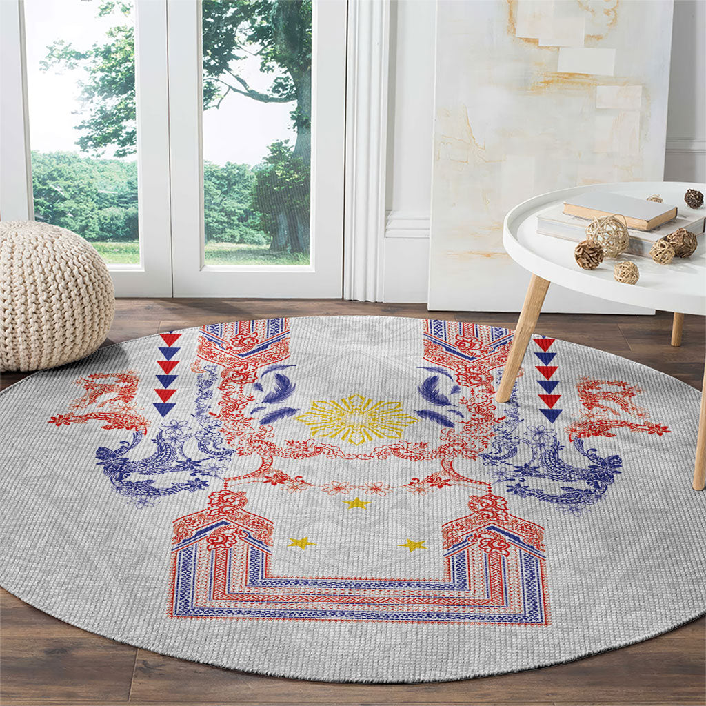 Philippines Barong Style Round Carpet Polynesian Kakau Art Tattoos with Tribal Filipino Sun
