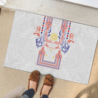 Philippines Barong Style Rubber Doormat Polynesian Kakau Art Tattoos with Tribal Filipino Sun