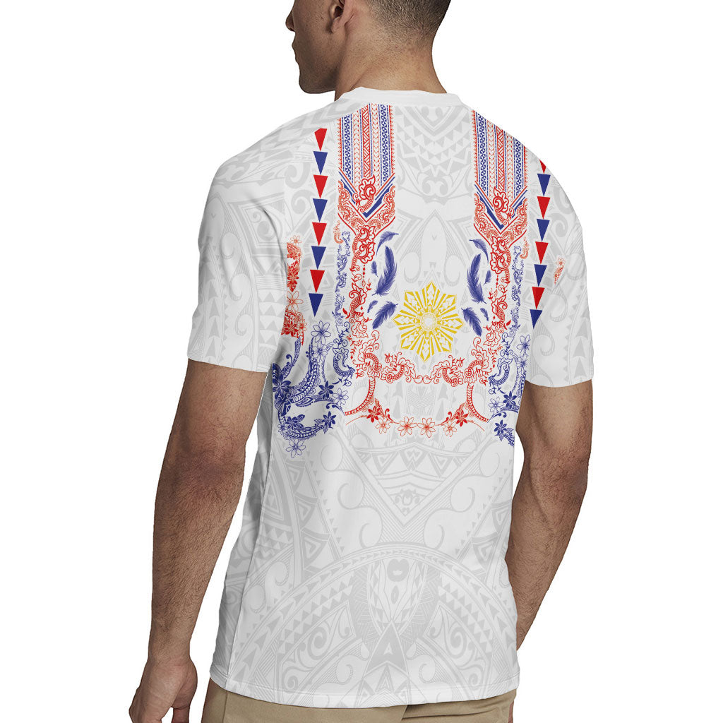 Philippines Barong Style Rugby Jersey Polynesian Kakau Art Tattoos with Tribal Filipino Sun