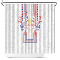 Philippines Barong Style Shower Curtain Polynesian Kakau Art Tattoos with Tribal Filipino Sun