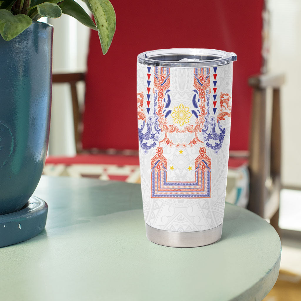 Philippines Barong Style Tumbler Cup Polynesian Kakau Art Tattoos with Tribal Filipino Sun