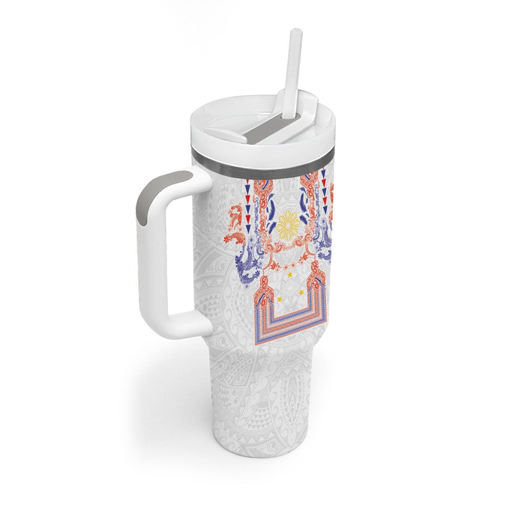Philippines Barong Style Tumbler With Handle Polynesian Kakau Art Tattoos with Tribal Filipino Sun