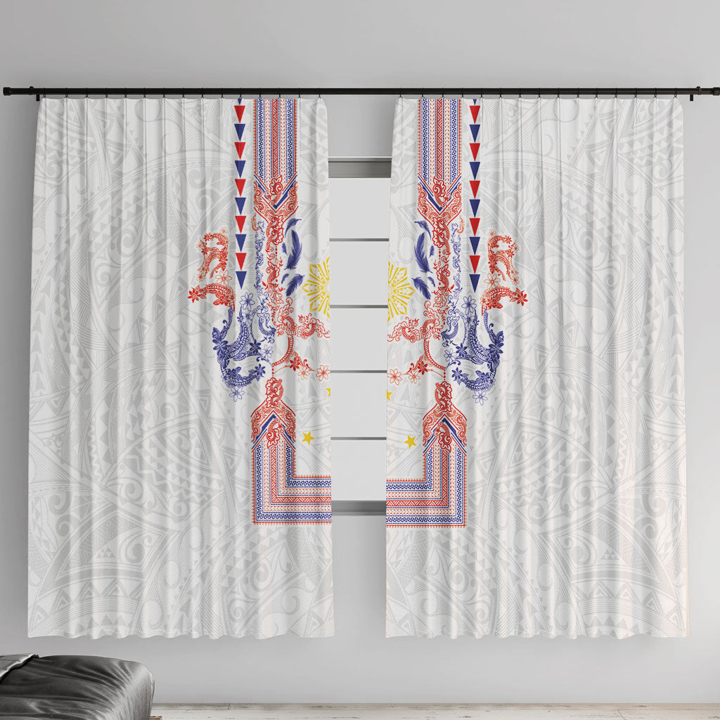 Philippines Barong Style Window Curtain Polynesian Kakau Art Tattoos with Tribal Filipino Sun