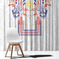 Philippines Barong Style Window Curtain Polynesian Kakau Art Tattoos with Tribal Filipino Sun