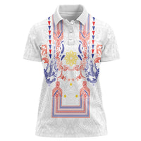 Philippines Barong Style Women Polo Shirt Polynesian Kakau Art Tattoos with Tribal Filipino Sun