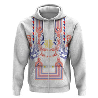 Philippines Barong Style Zip Hoodie Polynesian Kakau Art Tattoos with Tribal Filipino Sun
