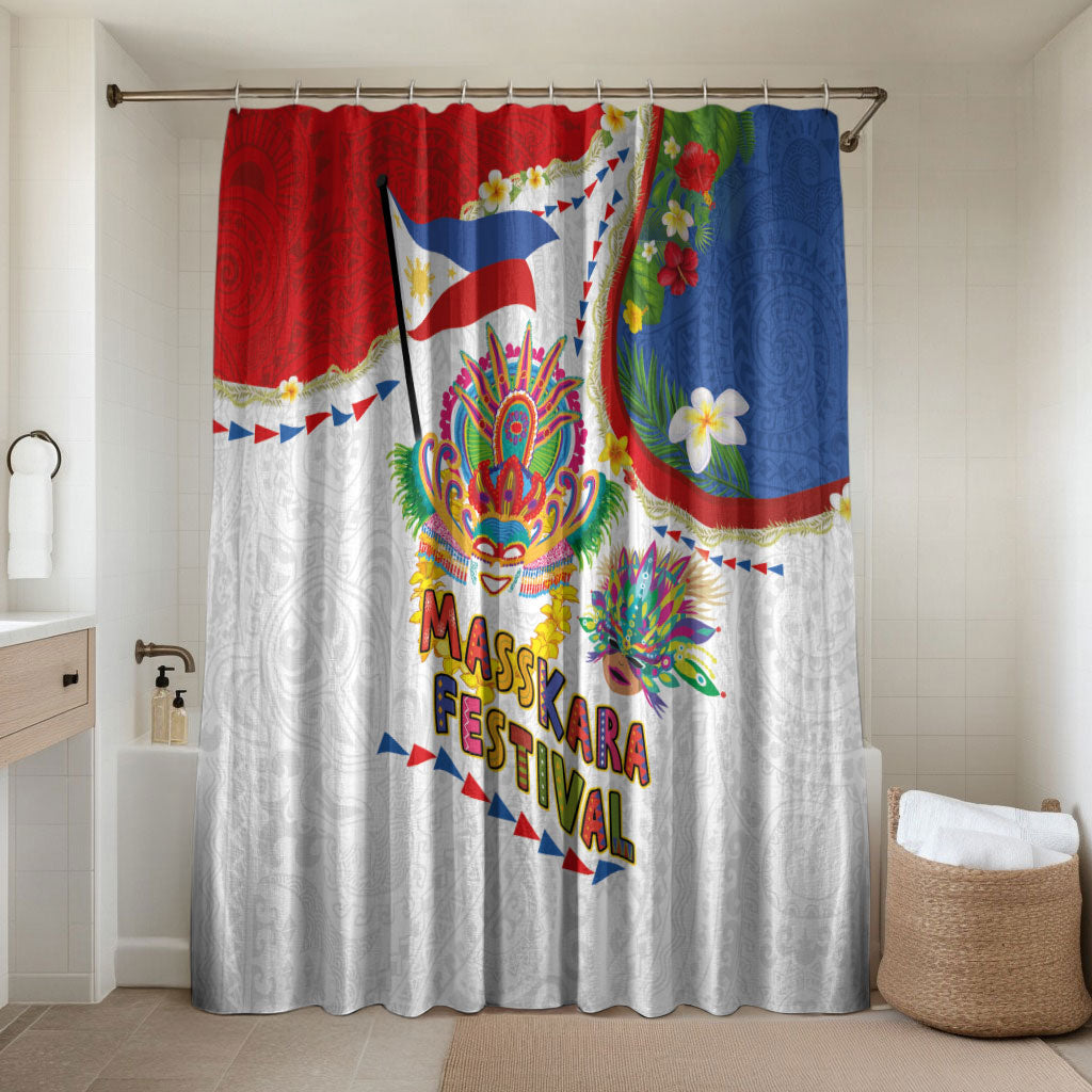 Philippines MassKara Festival Bathroom Set Smile Masks with Hawaiian Art Pattern and Tropical Plants