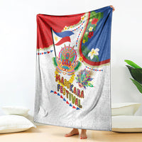 Philippines MassKara Festival Blanket Smile Masks with Hawaiian Art Pattern and Tropical Plants