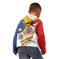 Philippines MassKara Festival Kid Hoodie Smile Masks with Hawaiian Art Pattern and Tropical Plants
