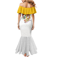 Philippines MassKara Festival Mermaid Dress Smile Masks with Hawaiian Art Pattern and Tropical Plants