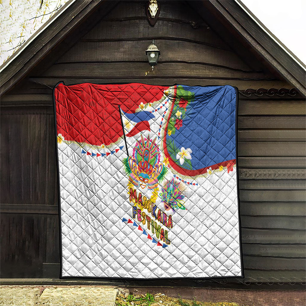 Philippines MassKara Festival Quilt Smile Masks with Hawaiian Art Pattern and Tropical Plants