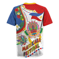 Philippines MassKara Festival Rugby Jersey Smile Masks with Hawaiian Art Pattern and Tropical Plants