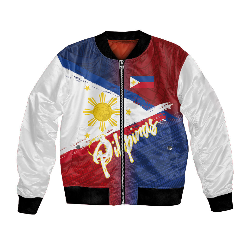 Philippines Basketball Custom Bomber Jacket Pilipinas Tribal Pattern LT03 Unisex Multicolor - Polynesian Pride