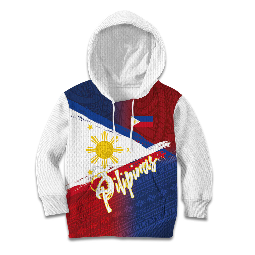 Philippines Basketball Custom Kid Hoodie Pilipinas Tribal Pattern