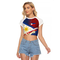 Philippines Basketball Custom Raglan Cropped T Shirt Pilipinas Tribal Pattern