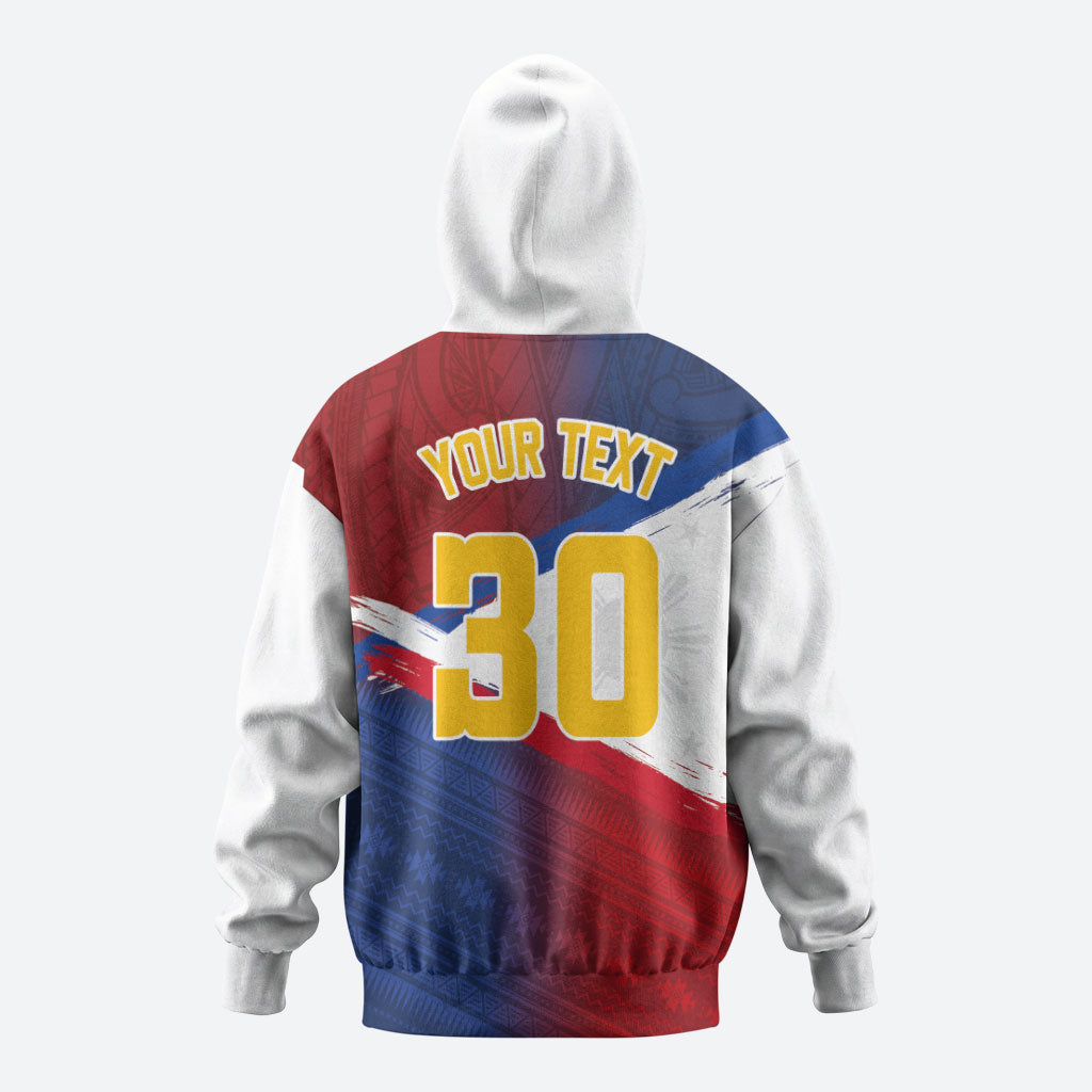 Philippines Basketball Custom Zip Hoodie Pilipinas Tribal Pattern