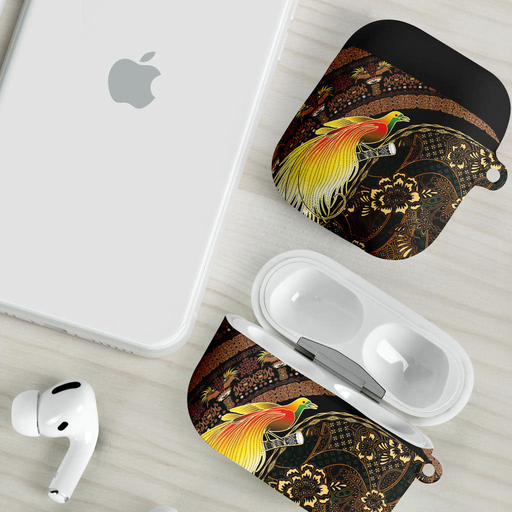 Papua New Guinea and Indonesia Batik AirPods Case Bird of Paradise with Tribal Batik Patterns