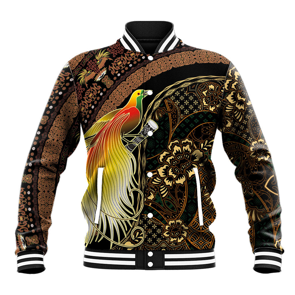 Papua New Guinea and Indonesia Batik Baseball Jacket Bird of Paradise with Tribal Batik Patterns LT03 Unisex Multicolor - Polynesian Pride