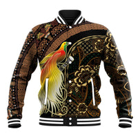 Papua New Guinea and Indonesia Batik Baseball Jacket Bird of Paradise with Tribal Batik Patterns