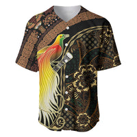 Papua New Guinea and Indonesia Batik Baseball Jersey Bird of Paradise with Tribal Batik Patterns