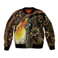 Papua New Guinea and Indonesia Batik Bomber Jacket Bird of Paradise with Tribal Batik Patterns