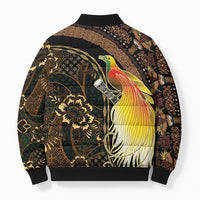 Papua New Guinea and Indonesia Batik Bomber Puffer Jacket Bird of Paradise with Tribal Batik Patterns