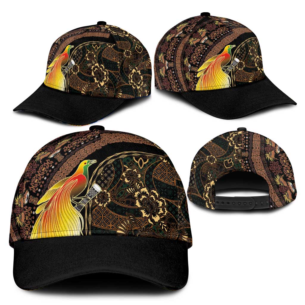 Papua New Guinea and Indonesia Batik Classic Cap Bird of Paradise with Tribal Batik Patterns