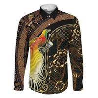 Papua New Guinea and Indonesia Batik Family Matching Long Sleeve Bodycon Dress and Hawaiian Shirt Bird of Paradise with Tribal Batik Patterns LT03 Dad's Shirt - Long Sleeve Multicolor - Polynesian Pride