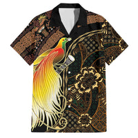 Papua New Guinea and Indonesia Batik Family Matching Off Shoulder Maxi Dress and Hawaiian Shirt Bird of Paradise with Tribal Batik Patterns LT03 Dad's Shirt - Short Sleeve Multicolor - Polynesian Pride