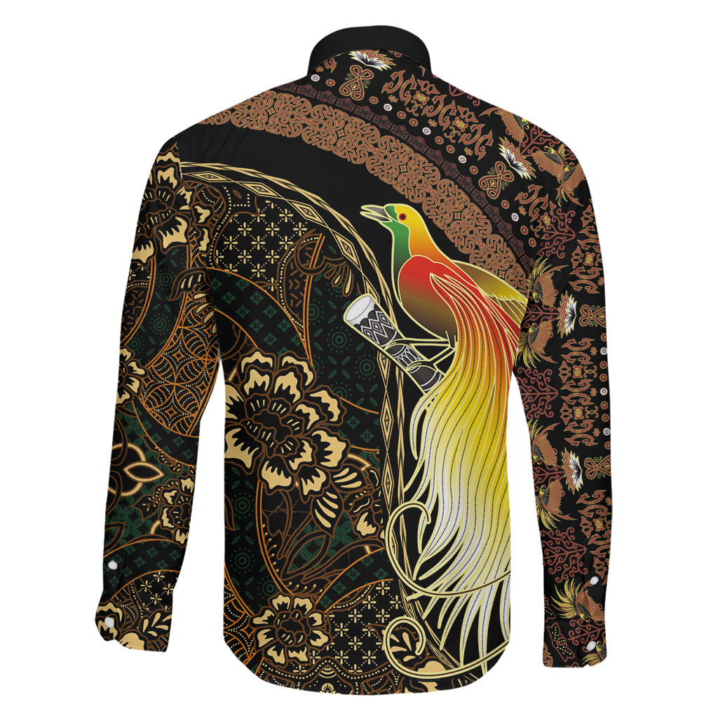 Papua New Guinea and Indonesia Batik Family Matching Off Shoulder Short Dress and Hawaiian Shirt Bird of Paradise with Tribal Batik Patterns LT03 - Polynesian Pride