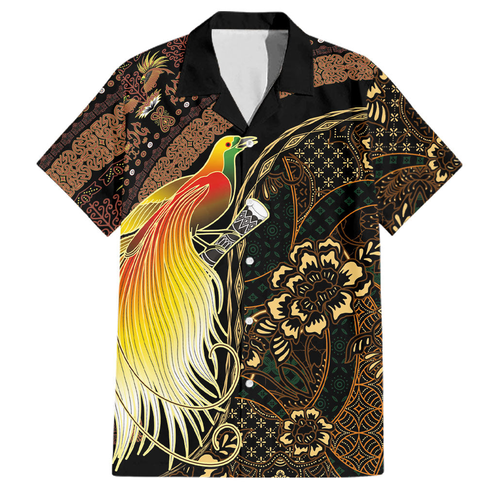 Papua New Guinea and Indonesia Batik Family Matching Short Sleeve Bodycon Dress and Hawaiian Shirt Bird of Paradise with Tribal Batik Patterns LT03 Dad's Shirt - Short Sleeve Multicolor - Polynesian Pride