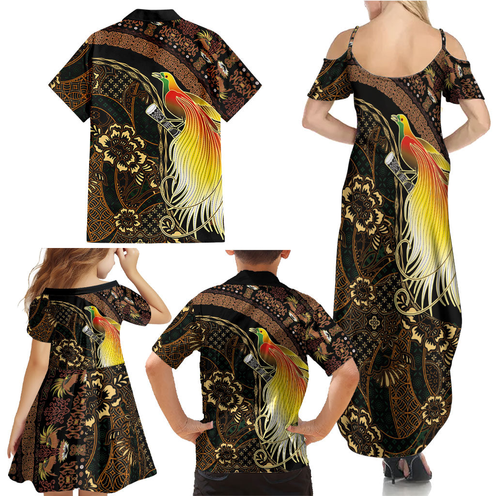 Papua New Guinea and Indonesia Batik Family Matching Summer Maxi Dress and Hawaiian Shirt Bird of Paradise with Tribal Batik Patterns LT03 - Polynesian Pride