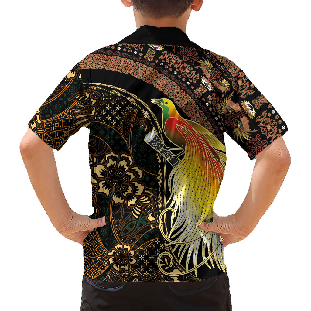 Papua New Guinea and Indonesia Batik Family Matching Tank Maxi Dress and Hawaiian Shirt Bird of Paradise with Tribal Batik Patterns LT03 - Polynesian Pride