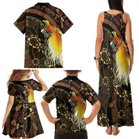 Papua New Guinea and Indonesia Batik Family Matching Tank Maxi Dress and Hawaiian Shirt Bird of Paradise with Tribal Batik Patterns LT03 - Polynesian Pride
