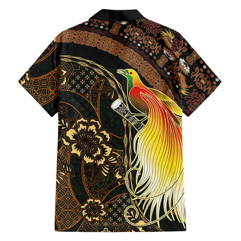 Papua New Guinea and Indonesia Batik Hawaiian Shirt Bird of Paradise with Tribal Batik Patterns