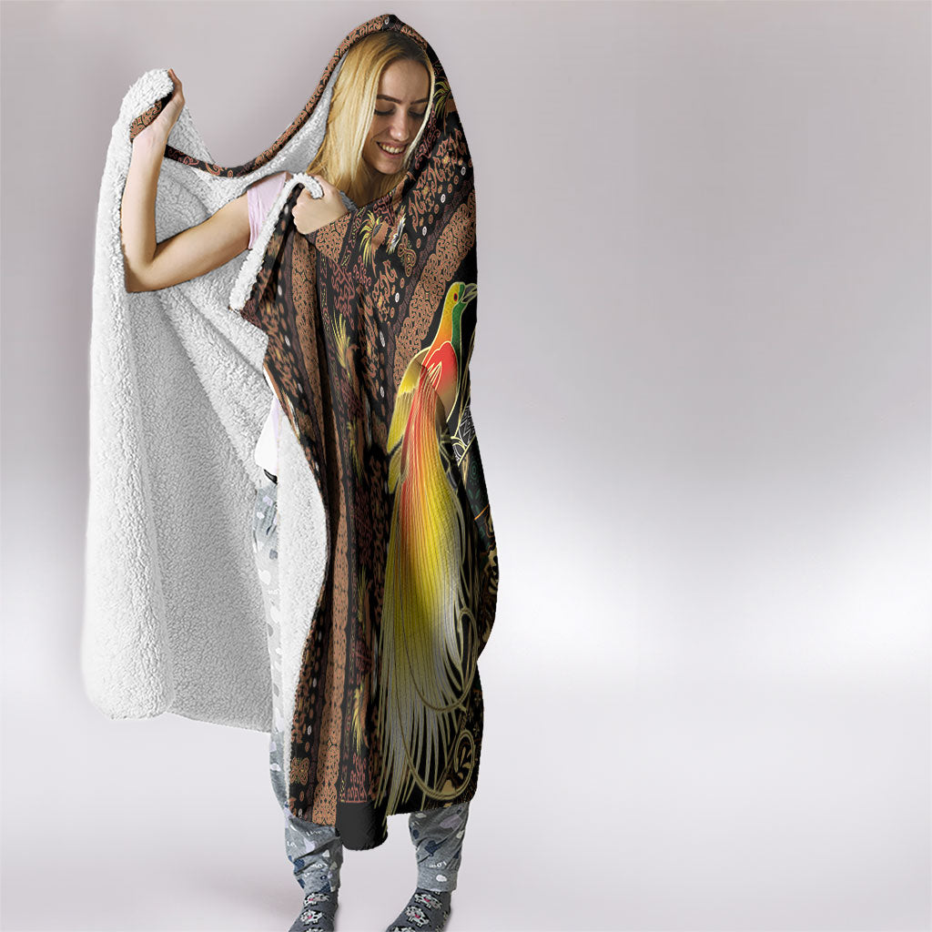 Papua New Guinea and Indonesia Batik Hooded Blanket Bird of Paradise with Tribal Batik Patterns
