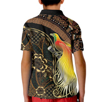 Papua New Guinea and Indonesia Batik Kid Polo Shirt Bird of Paradise with Tribal Batik Patterns
