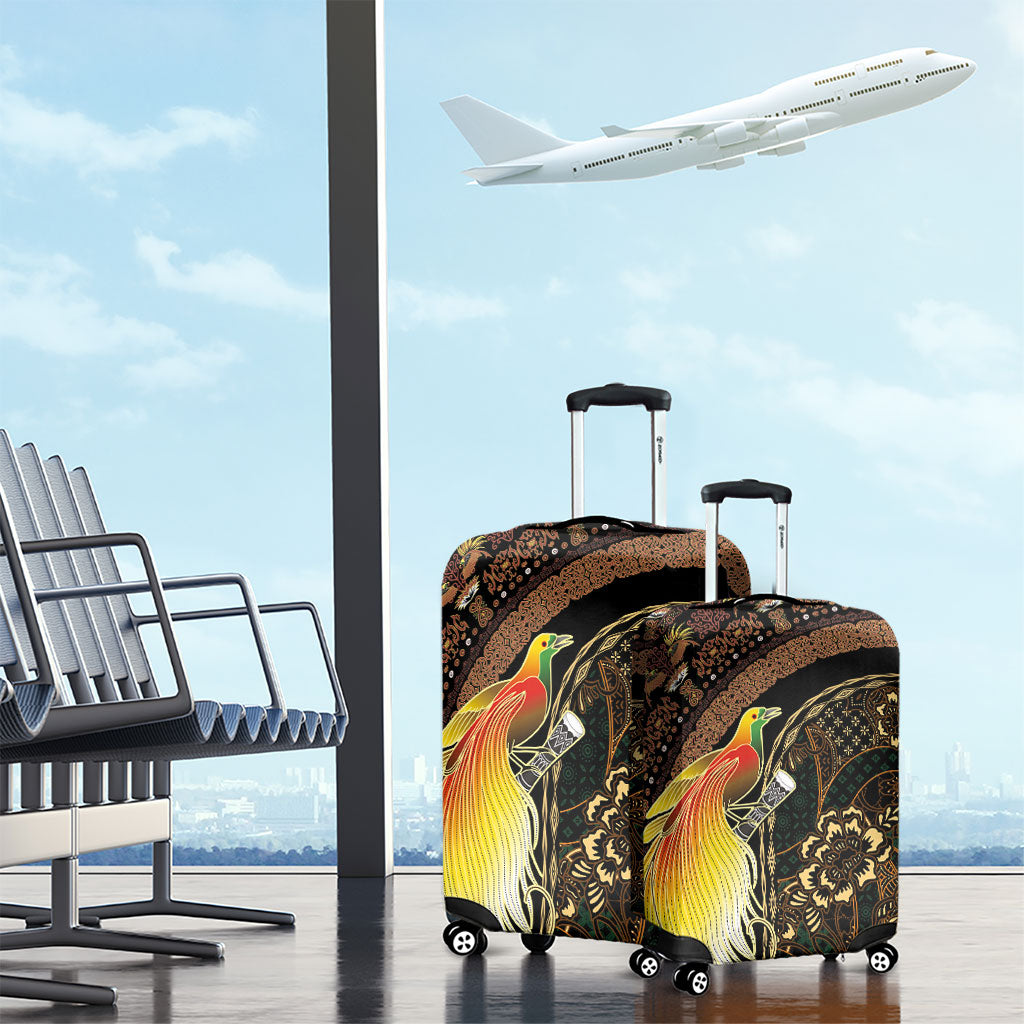 Papua New Guinea and Indonesia Batik Luggage Cover Bird of Paradise with Tribal Batik Patterns